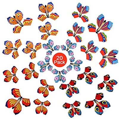 Magic Flying Butterflies Pack of 20-Rubber Band Powered Wind up Butterfly Toy Magic Props Surprise Gifts for Holidays  Birthdays  and Parties