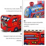 NUOBESTY 2pcs Retro Wind up Toys Clockwork Train Fire Engine Antique Metal Tin Car Toys for Kids Party Favors Gifts