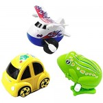 Setaria Viridis 3-Piece Winding Toys Wind up Toys Children's Toys Colorful Educational Toys (car Plane Frog) (Multicolor)