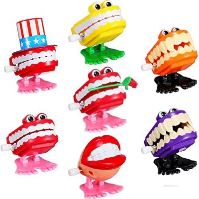 Sumind 7 Pieces Chattering Teeth Wind up Walking Teeth Toys with Eyes Funny Joke Toys Teeth for Party Halloween Christmas Desktop Decoration