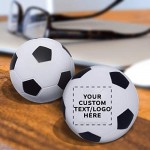 100 Soccer Stress Balls Pack - Customizable Text Logo - PU Foam Stress Relievers - White