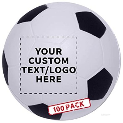 100 Soccer Stress Balls Pack - Customizable Text  Logo - PU Foam  Stress Relievers - White