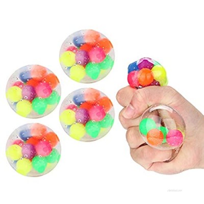 4 PCS Anxiety Reliever Ball  Squeeze Ball for Stress Relief Water Bead Colorful Funny Fidget Sensory Toys Squeeze Ball for Kids and Adults (Colorful  Smooth)