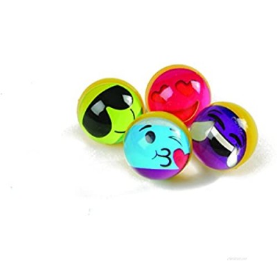 Assorted Emoji Rainbow Design Super High Bounce Rubber Balls (Lot of 12)