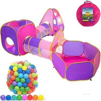 Playz Toddler Girl Popup Tent  Tunnel  and Ball Pit with 500 Balls Bundle