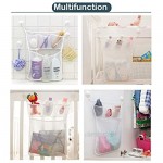 2X Bath Toy Organizer Baby Toy Holder | Mesh Bathtub Storage Bag Shower Tub Container For Toddlers | Net Bathroom Caddy With 6 Strong Suction Cup Hook | Bonus 10 Foam Numbers (Unicorn Hot Pink)