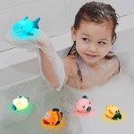 AOLUXLM Baby Bath Toys for 2 3 4 Year Old for Toddler Girls Boy Light UpToy Set 6 Packs Water Toys Gifts Birthday Age 18+ Months 7 Colors Flashing in Water