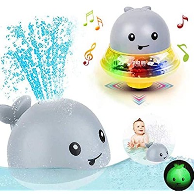Bath Toys for 1 2 3 4 5 years old boys girls  2 in 1 Electric Induction Whale Water Spray Toy  Bath Fun Toys with Music and Flashing Lights Bathtime Play Ball Bath Toys for Toddlers Kids toys age 1-6