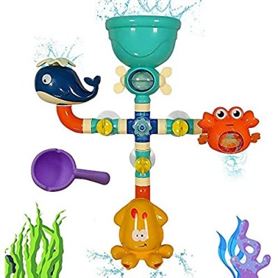Bath Toys for Kids Ages 3 4 5 Toddlers Boys Girls  Infrant Bathtub Toys Waterfall Fill Spin and Flow  Interactive Water Bath Pipes Toy Set With Strong Suction Cups  Children's Birthday Gift Idea