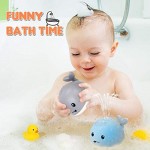 BOBXIN Baby Bath Toys for Toddlers 1-3 Light Up Bathtub Toys with LED Light Auto Water Whale Spray Toy Induction Sprinkler Shower Pool Bathroom Toy with Bath Duck for Infant Kids Boy Girl 3 4 5 6 7