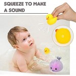BOBXIN Baby Bath Toys for Toddlers 1-3 Light Up Bathtub Toys with LED Light Auto Water Whale Spray Toy Induction Sprinkler Shower Pool Bathroom Toy with Bath Duck for Infant Kids Boy Girl 3 4 5 6 7