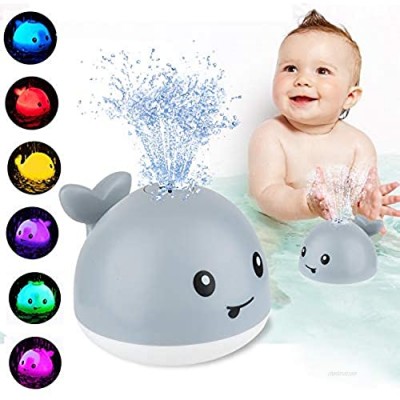 CHIMOCEE Baby Bath Toys  Whale Automatic Spray Water Bath Toy with LED Light  Induction Sprinkler Bathtub Shower Pool Bathroom Fountain Toy for Toddlers Kids Boys Girls (Gray)