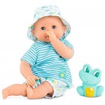 Corolle Bebe Bath Marin - 12” Boy Baby Doll with Rubber Frog Toy Safe for Water Play in The Bathtub or Pool Poseable Soft Body with Vanilla Scent for Kids Ages 18 Months and Up Aqua