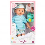 Corolle Bebe Bath Marin - 12” Boy Baby Doll with Rubber Frog Toy Safe for Water Play in The Bathtub or Pool Poseable Soft Body with Vanilla Scent for Kids Ages 18 Months and Up Aqua
