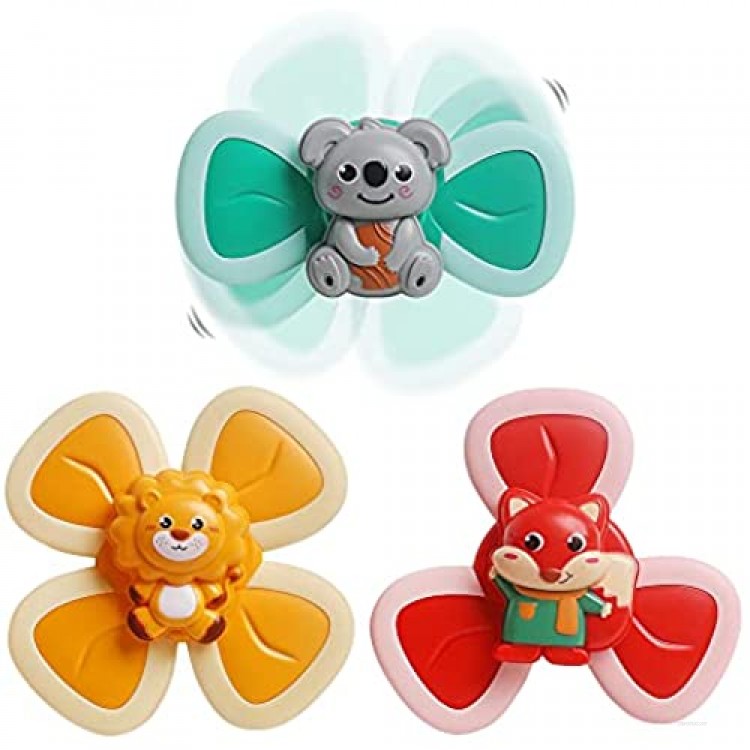DBQWAN Spinner Toys Baby Bath Toys Cartoon 3PCS Suction Cup Spinner Toy Baby Toys 12-18 Months Baby Learning Toys Baby Toys for Girl Boy Birthday Gifts