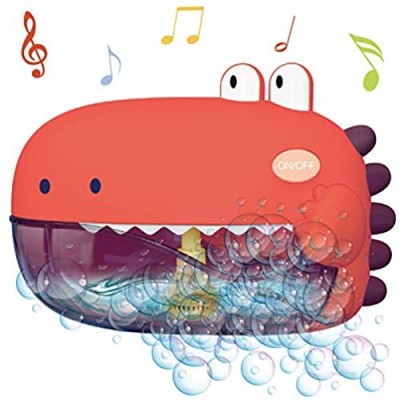 Dinosaur Bath Toy， Bubble Bath Maker for The Bathtub Blows Bubbles   Bath Toys with Music Makes Great Gifts for Toddlers，Sing Songs Bath Bubble Machine for Kids（Orange）