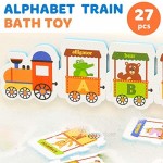 Foam Animal Bath Toys for Boys and Girls - Bathtub Foam Alphabet Letters Animals for Kids - Educational Foam Bath Letter Train for Toddlers 3 Years Old & Up