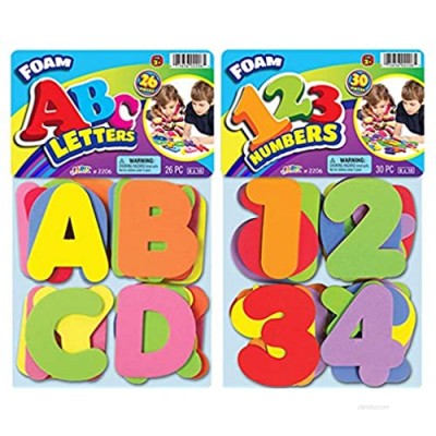 Foam Letters and Numbers Great Bath Toys Tiles (Pack of 2 Sets) by JA-RU | 3 Alphabet & 3 Numbers. Educational Game and Bath Toys for Toddlers | Item #3x3=2206-2p