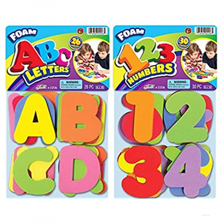Foam Letters and Numbers Great Bath Toys Tiles (Pack of 2 Sets) by JA-RU | 3 Alphabet & 3 Numbers. Educational Game and Bath Toys for Toddlers | Item #3x3=2206-2p