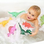 FUN LITTLE TOYS 9 Inches to 12 Inches Dinosaur Baby Bath Toys 6 Pack Dinosaur Figures Playset Water Squirt Toys Perfect as Bathtub Toys Dinosaur Party Supply Party Favors Toddler Birthday Gifts