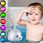 JUNEU Baby Bath Toys for Toddlers Infant Automatic Induction Water Spray Whale Toys LED Light Up Sprinkler Pool Bathtub Shower Toys (Gray)