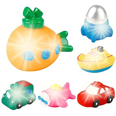 JUSTDOLIFE Light up Bath Toys for Toddlers - 6 Packs Baby Bath Toys Bathtub Glow Water Toys for Kids Bath Time