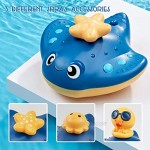 LECHONG Baby Bath Toys Water Spray Bath Toys for Toddlers Manta Ray Bathtub Water Toys with 3 Different Spray Accessories Toddle Bath Pool Toys Gift for Kids (Blue)