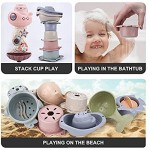 LZZAPJ Baby Bath Toys for Toddlers 1-3 Year Old Kids Bathtub Water Toys with Baby Bath Stacking Cup and Boat Gift for Boys Girls 6-12 Months
