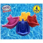 Matty's Toy Stop Plastic Nesting/Stacking Tug Boats (11) Red Blue Pink & Yellow Gift Set Bundle Perfect for Bath Pool Beach Etc. - 4 Pack