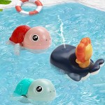 Oukzon Bath Toys Set(3 Pack) Wind up Swimming Bath Toy Playset 2 Turtles and 1 Amphibious Whale for Pool & Bathtub & Tub Very Suitable for Babies Toddlers Children Boys Girls