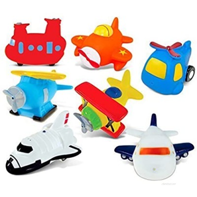 Puzzled Rubber Squirter Bath Floaters Aircraft Bathtub Toys Helicopter Airplane Sea Knight Sea Plane Jetliner Space Shuttle - About 3 Inches Each  7 Pcs - Non-Toxic Toys for Baby Boys of All Ages!