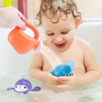 Tsomtto Bath Toys Flower with 2 Wind Up Bath Toys for Toddlers Bathtub Water Play Set Bathing Time Waterfall Floating Toys Boys Girls Baby Easter Basket Stuffer Gift Age 3 4 5 Years Old