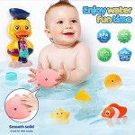 UNIH Baby Bath Toys Set - Large Yellow Duck Bath Toy with Rotatable Waterwheel/Eyes Stacking Cups Toys Swim Pool Bath Toys Fun Baby Bathtub Toy for Toddler 1-3 Years Girls Boys Gifts