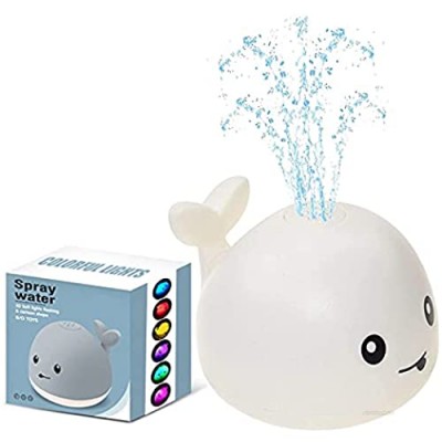 Whale Baby Bath Toys Auto Water Spray Toy with LED Lights for Baby Toddlers Kids  Induction Shines Sprinkler Fountain Squirt Water Toy for Shower Pool Bathtub - White