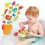 Yookidoo Jet Duck Firefighter Bath Toy with Powered Water Hydrant Shooter - Sensory Development & Bath Time Fun for Kids - Battery Operated Bath Toy with 15 Pieces - Ages 2+