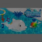 ZHENDUO Bath Toys 2 in 1 Dolphin Automatic Spray Water Bath Toy with LED Light & Music Induction Sprinkler Bathtub Shower Toys for Toddlers Kids Boys Girls Pool Bathtub Toys for Baby (White)