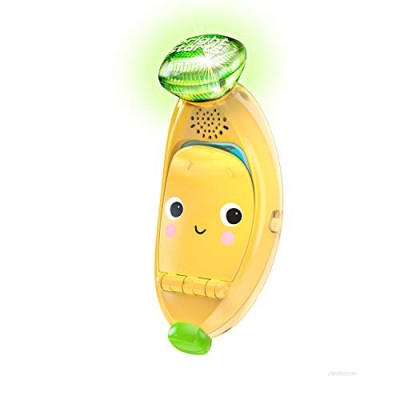 Bright Starts Babblin’ Banana Ring & Sing Light-Up Musical Baby Toy Flip Phone  6 Months+  Multicolor