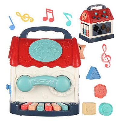 Cube Toy 18Months+ Boy and Girl Hand Drum Piano Toy  8 in 1 Early Educational Discover Cube Play Learning Center for Toddlers Five Music Modes Kids Toy with Lights Sounds