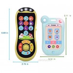 FUN LITTLE TOYS Remote and Phone Bundle with Music Fun Interactive Touch Screen Remote Control Smartphone Toys for Baby Infants Kids Boys or Girls Blue