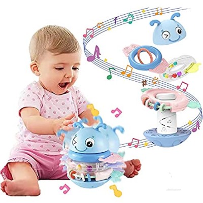 Gneric Tummy Time Toys 6 to 12 Months Developmental ，Rattle Teether Baby Toys  Stacking Ring Toys for 3-12 Month Old Kids  Gift for Newborn nfants 3-6  7- 9  12-18 Months（Blue）
