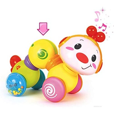 ﻿Happy Wiggle Worm – Fun Baby Crawling Toys Activity  Plays Music  Flashes Lights – Encourages Infants to Learn to Move and Explore by Rolling and Crawling – for Babies 6+ Months