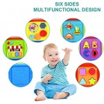 Huanger Multifunctional 6 Sided Cube Toy for 1-3 Year-Old Baby Including Blocks Clock Gears Music Panel with Keyboard