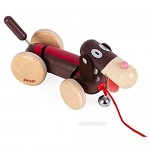 Janod - Classic Pull Along Wood Dog with Bobbling Head Tail and Bell - Ages 18 Months+ - J08258