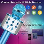 Karaoke Microphone for Kids Wireless Bluetooth Mic Handheld Children Toy Microphone Speaker Music Singing Machine Suitable for Home Party Kid Birthday KTV Christmas Festival Gift (Blue)