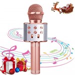 Karaoke Microphone for Kids Wireless Bluetooth Mic Handheld Childrens Toy Microphone Speaker Music Singing Machine Suitable for Home Party Kid Birthday KTV Christmas Festival Gift (Gold)