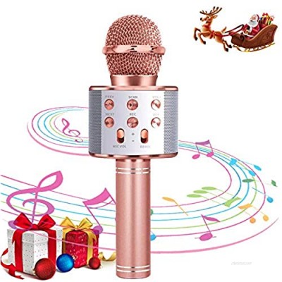 Karaoke Microphone for Kids Wireless Bluetooth Mic Handheld Childrens Toy Microphone Speaker Music Singing Machine Suitable for Home Party Kid Birthday KTV Christmas Festival Gift (Gold)