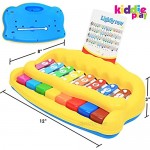 Kiddie Play 2 in 1 Piano Xylophone Kids Toy Educational Toddler Musical Instruments ToySet 8 Multicolored Key Scales in Crisp and Clear Tones with Mallets Music Cards and Songbook for Babies