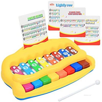 Kiddie Play 2 in 1 Piano Xylophone Kids Toy  Educational Toddler Musical Instruments ToySet  8 Multicolored Key Scales in Crisp and Clear Tones with Mallets Music Cards and Songbook for Babies