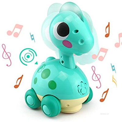 Kruta Baby Musical Dinosaur Toy  Electronic Sensory Toy W/ Lights & Sounds  Moving & Crawling Music Activity  Interactive Learning Gift for 18 Month 2 3 4 Year Olds Infants Toddlers Boys Girls