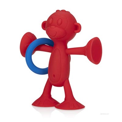Nuby Silly Monkey Interactive Suction Toy with Silicone Ring  Red